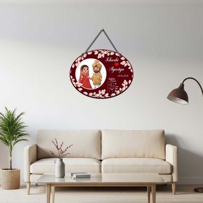 Gift Me Bazar Personalized Couple Wedding Wall Hanging Decoration Wall Art Decor Indoor Wall Hanging Decoration Gift for Friends Wedding